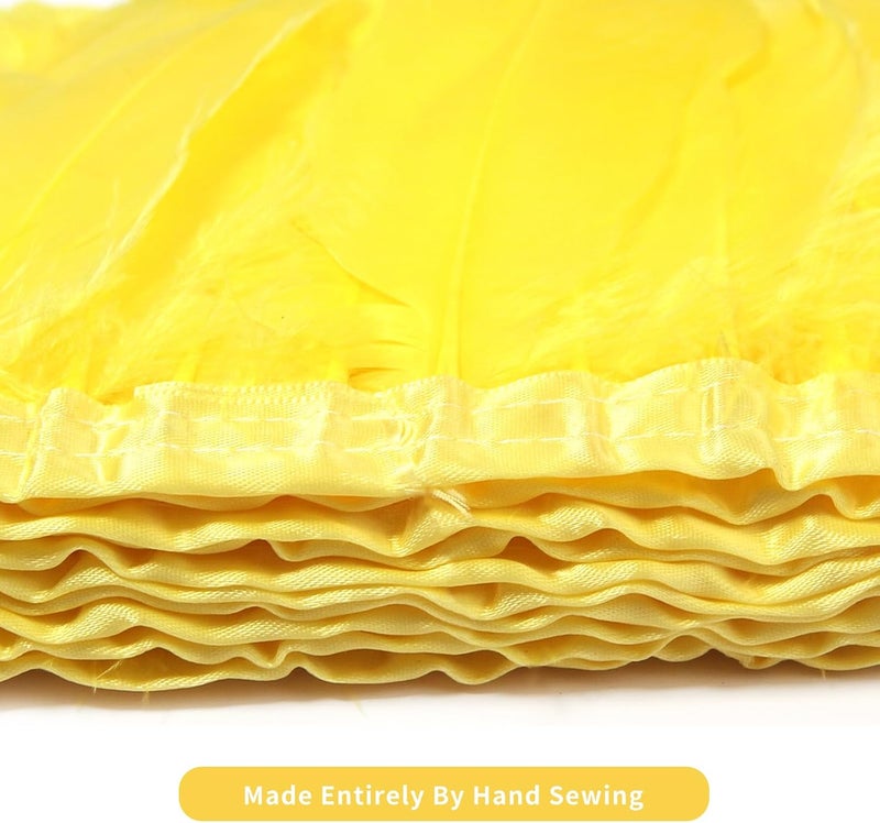 MAOFENG 2 Yards Natural Goose Feathers Trim Sewing Fringe Fashion Dress Sewing 6-8inch for DIY Handicrafts Costumes Decoration,Yellow - Image 3